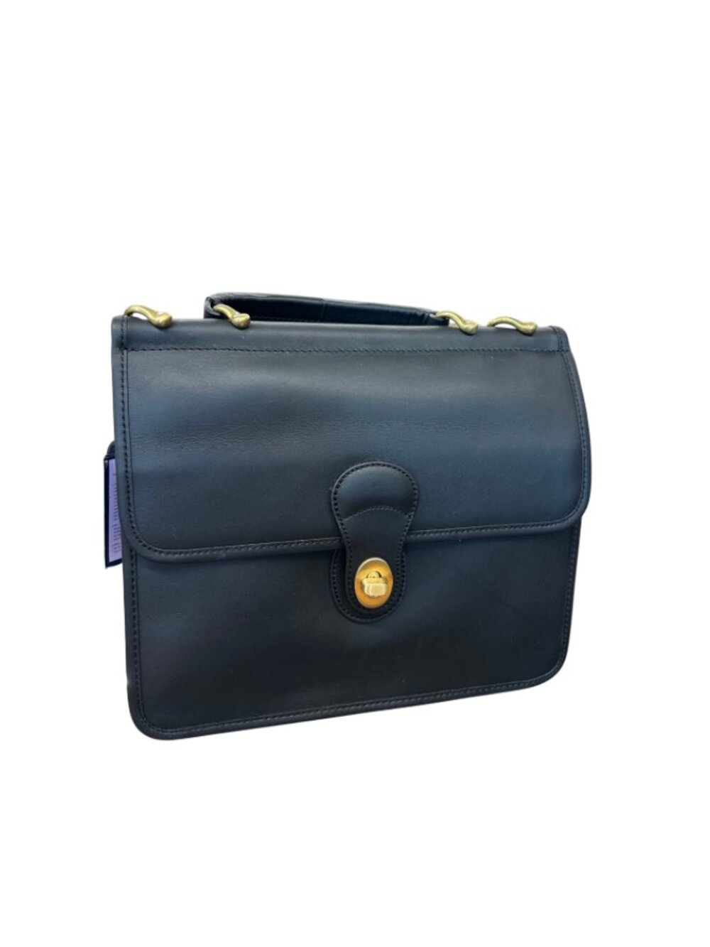 TOCCA Black Glove Tanned Leather Willis Style Crossbody Top Handle Bag Korea